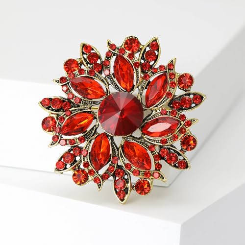 Image of Trendy Large Rhinestone Flower Brooches 8-color for Women Luxury Office Party Casual Pins Jewelry Accessories Gifts