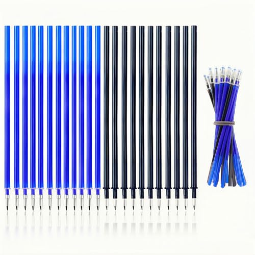 24x Recambios Boligrafos Borrables,Compatibles con Legami, Azul y Negro, Punta de 0,7mm,Altura 13cm,Bolígrafo roller borrable,Tinta termosensible,Recambio reemplazable [12 Azul y 12 Negro]