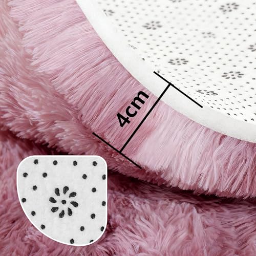 Tapis salon shaggy 130 x 140 cm rose pourpre à poil long