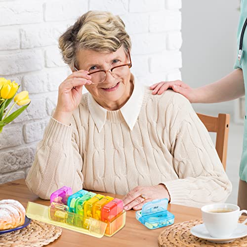 Zoksi Weekly Pill Organizer 2 Times A Day, Rainbow 7 Day Am Pm Pill Box, Daily Am Pm Pill Organizer 7 Day, Portable Vitamin Pill Case, Weekly Pill Box For Fish Oils, Vitamin, Supplement(Yellow) #TOP6