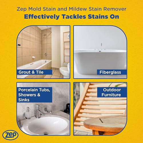 zep mold stain and mildew stain remover - 32 oz pack of 4 zumildew32 - professional strength no scrub formula