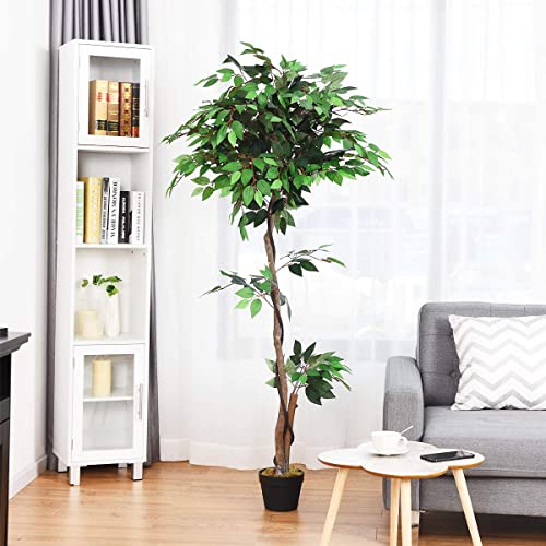 TANGKULA 観葉植物 フェイク 150cm フェイクグリーン 人工観葉植物 造花 インテリア 室内 屋外 フェイク植物 人工 観葉植物 水やり不要 枯れない 盆栽植物 (150cm-511) [5]