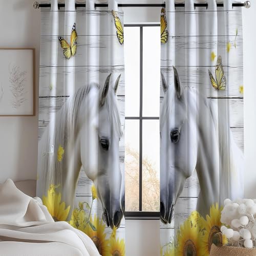 Rideau opaque thermique motif cheval blanc finitions soignées - 5