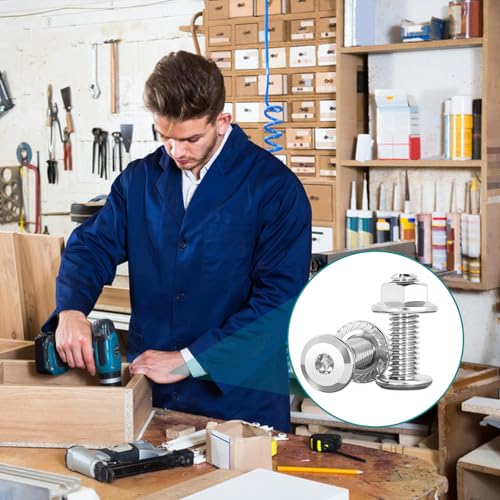 30 Stück Schlossschrauben M6×30 Edelstahl Flachkopfschrauben M6 mit Flanschmuttern Torbandschrauben für Industriemaschinen Heimdekoration