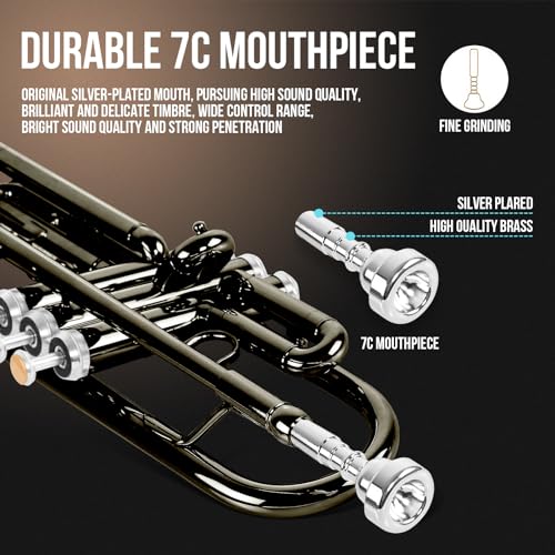 image for Soulmate Bb Trumpet Brass Standard Gold Trumpet Instrument for Student