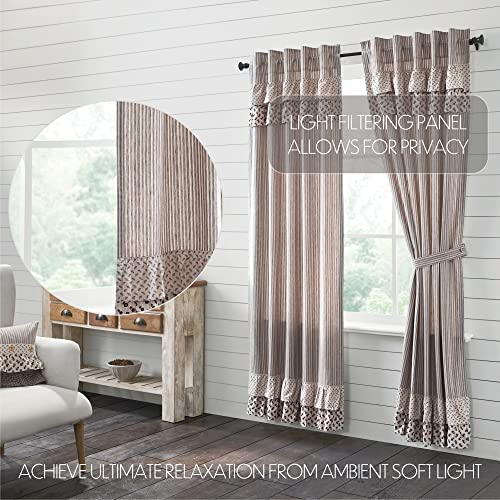 Vhc Brands, Florette Ruffled Patchwork Curtain Panel, Brown, 84X40, Set Of 2 #TOP5