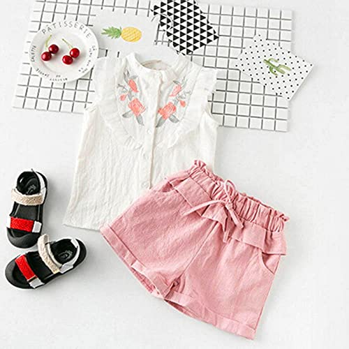 Conjunto de shorts para crianças com babado e meninas + laço sólido para bebês meninos roupas infant