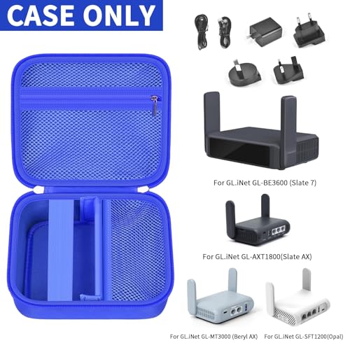 Image of Case Compatible with GL-BE3600 /SFT1200 / MT3000 / AXT1800 / MT1300 / A1300 for Glinet Travel Router for Hotel WiFi, Portable Router Storage Holder for Gl.inet Slate 7 Router Accessories(Box Only) - Blue