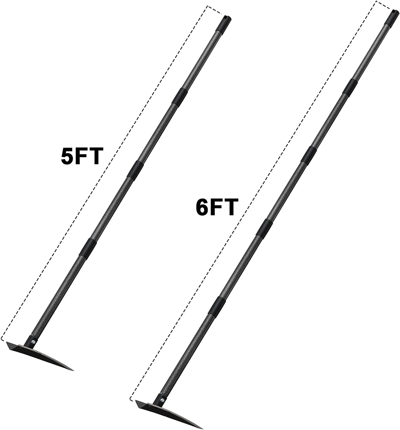 Azada de Jardín, Azada Herramienta de Jardín Azada de Jardín Triangular con Cuchilla Afilada para Cavar, Desyerbar, Cortar y Perder Tierra - Mango de Metal con Longitud Ajustable (182cm)