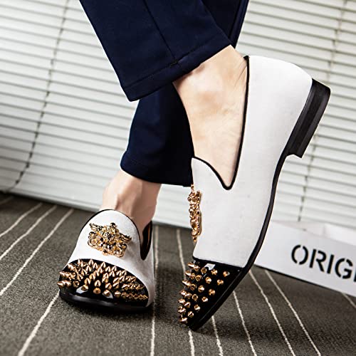 Image of Meijiana Mens Velvet Loafers Dress Shoes with Metal Embellishments Party Luxury Loafer Shoes