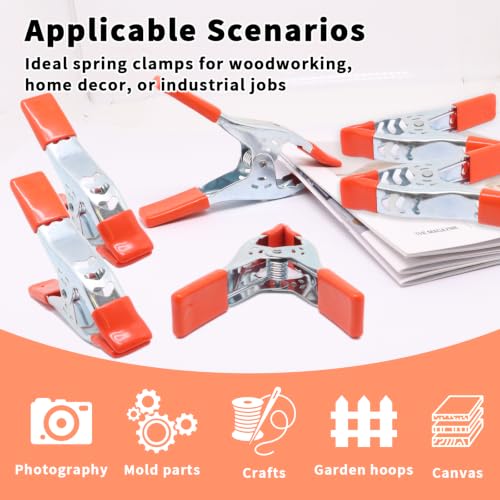 Image of 6Pcs 6 Inch Spring Clamps, Heavy Duty Metal Strong Clips Clamps (Orange)