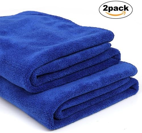 Jiaaomei 16"x24" 80g 2Pack Anti-Static Multifunctional Microfiber Towel Super Absorbent & Exceptionally Soft Car Cleaning Cloth for Bath, Kitchen, Car, Sports and Window