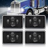 DOXMALL 4Pcs 4x6 Led Headlights DOT Approved Peterbilt 379 Headlights Compatible With H4656 H4651 H4652 H4666 H6545 Headlight Replacement for Freightliner Kenworth Oldsmobile Cutlass Trucks