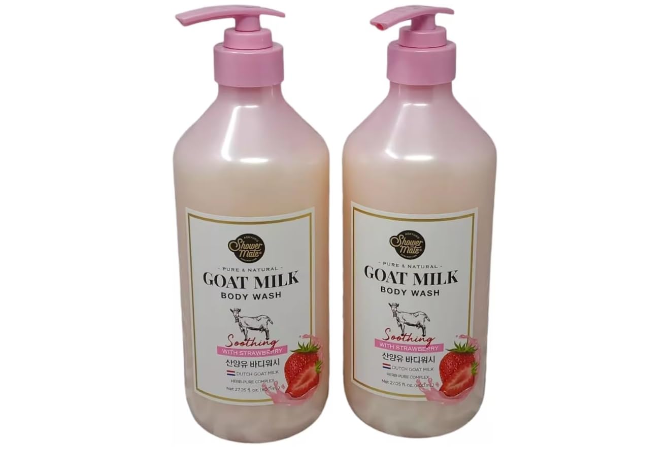 Goat Milk Body Wash Strawberry Scent Gentle Soothing Daily Cleanser with Goat Milk Complex 27 05 fl oz