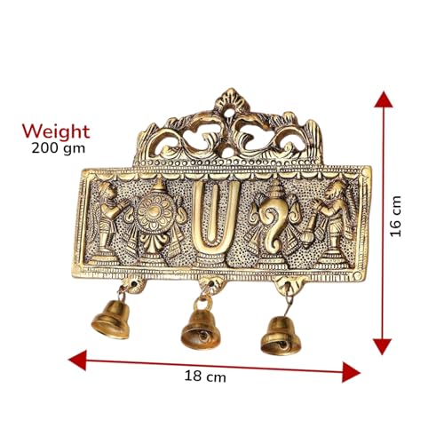 Image of KridayKraft Wall Hanging Tirupati Balaji Symbol Shankh Chakra Tilak with Hanuman ji and garud Statue Gold Plating Antique Decorative for Home & Office Table Showpiece Figurines,R