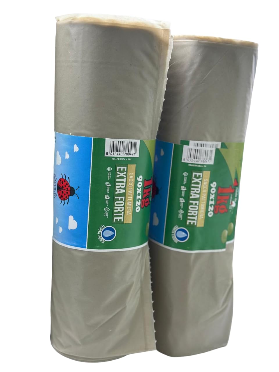 Sacchi pattumiera 18 rotoli 90x120 circa 18kg Ambra, ogni rotolo contiene 7pz, 65my
