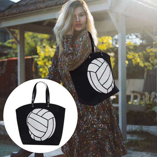 VALICLUD Women Single Shoulder Bag Sport Theme Volleyball Canvas Tote Bag Handbag4