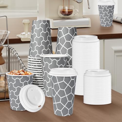 Huifany 240 Pack Coffee Cup Lids, Disposable Coffee Lid, Leak Proof Plastic Lids for 10, 12, 16, 20, 24 oz Paper Cups, Hot Cup Lid 3.54 Inches/90 mm Diameter