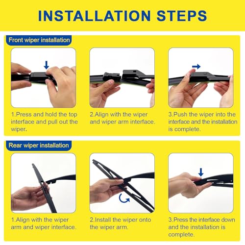 Image of 3 wipers Replacement For GMC Acadia 2007-2012 Saturn Outlook 2007-2010 Original Equipment Windshield Wiper Blades Set - 24 inch+21 inch+11 inch (Set of 3) Top Lock