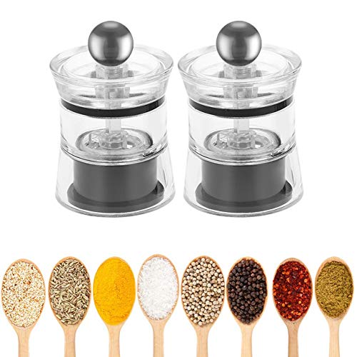 Buy beauty 2pcs Mini Pepper Grinder Mill Acrylic Stainless Steel Mini Manual Pepper Grinder Set