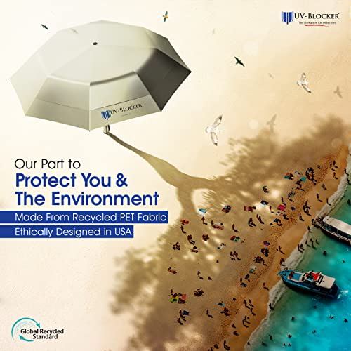 UV-Blocker Sun Umbrella UV Protection Travel - Auto Open - Double Vented Canopy - Wind-Resistant Sun Umbrella for Walking - 55+ UPF - 44
