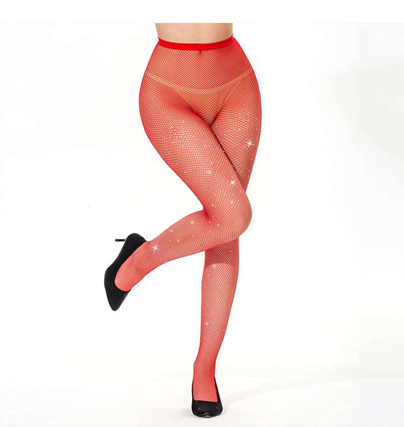 Image of FANCAME Fishnet Stockings for Women Halloween Sparkly Tights Plus Size