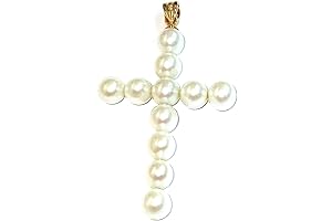 18k Gold Designer Akoya Pearl Cross Pendant
