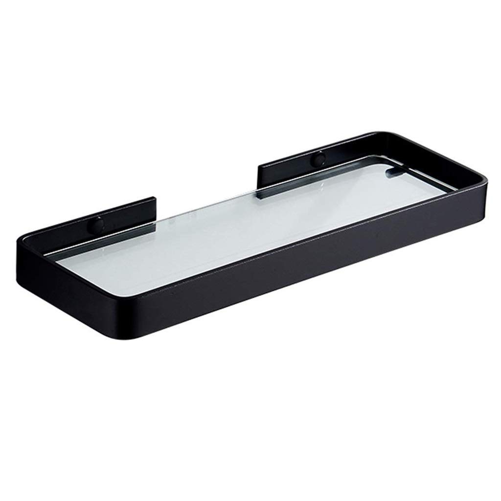 Bathroom Shelves Bathroom Glass Shelf Wall Mount Shower Caddy Rustproof Heavy Duty Bath Organizer Storage Holder Black