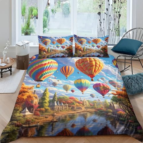 Housse de couette montgolfière 3D King 220x240cm avec 2 taies d'oreiller - 2