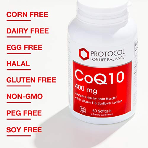 Protocol Coq10 400Mg With Vitamin E - Antioxidant Supplement And Heart Health Support - 60 Softgels #TOP5