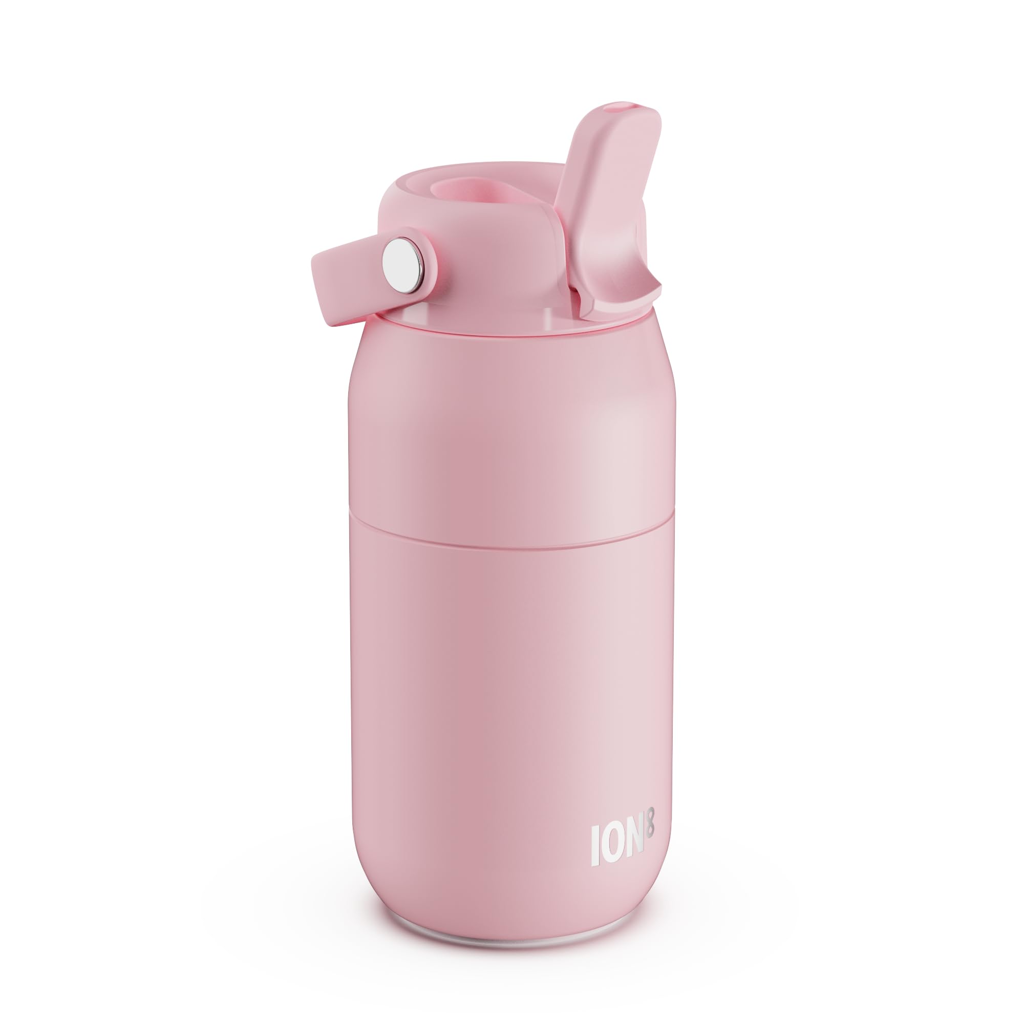 ION8 Primo Urban Insulated Water Bottle 360ml (12oz) – Leakproof Stainless Steel Bottle with Straw Lid, Fast Flow, Vacuum Insulated Cold Drinks, Cup Holder Friendly, Dishwasher Safe, Light Pink