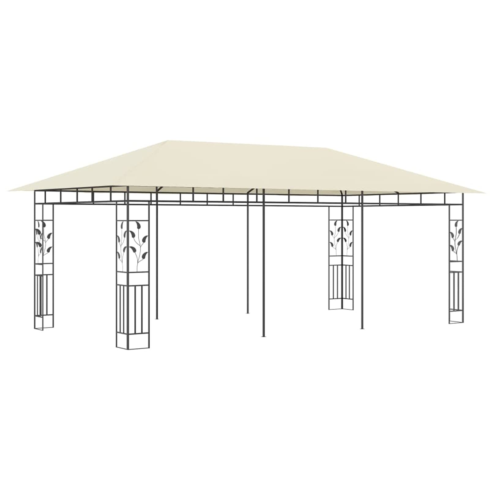 Gazebo con Zanzariera 6x3x2,73 m Crema,Gazebo Pergola Con Telo Impermeabile Richiudibile E Struttura Rettangolare In Acciaio Inossidabile Ad Alta Densità, Per Arredo Giardino, Terrazzo e Atti