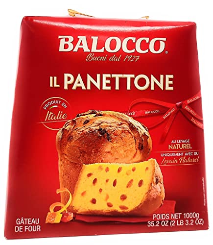 Panettone Balocco Classico - Naturally Leavened with Sourdough (2lb 3oz) - Fresh Italian Stock - Non GMO Product of Italy