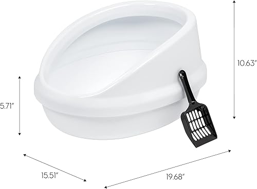 Miniatura 2 de IRIS USA - Bandeja de arena para gatos con parte superior abierta y respaldo alto con cuchara, fácil de limpiar, elegante y elegante sartén de arena