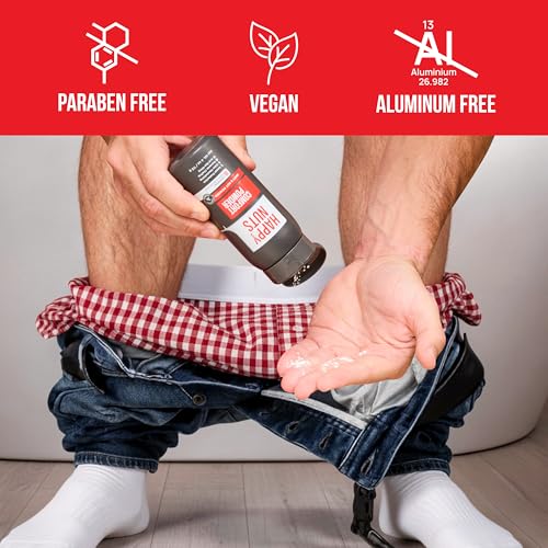 Image of HAPPY NUTS Comfort Powder Deodorant For Men: Anti-Chafing, Sweat and Odor Control for Jock Itch, Aluminum-Free, Ultimate Gift for Men's Private Parts 4 oz (1 Pack), Original Scent