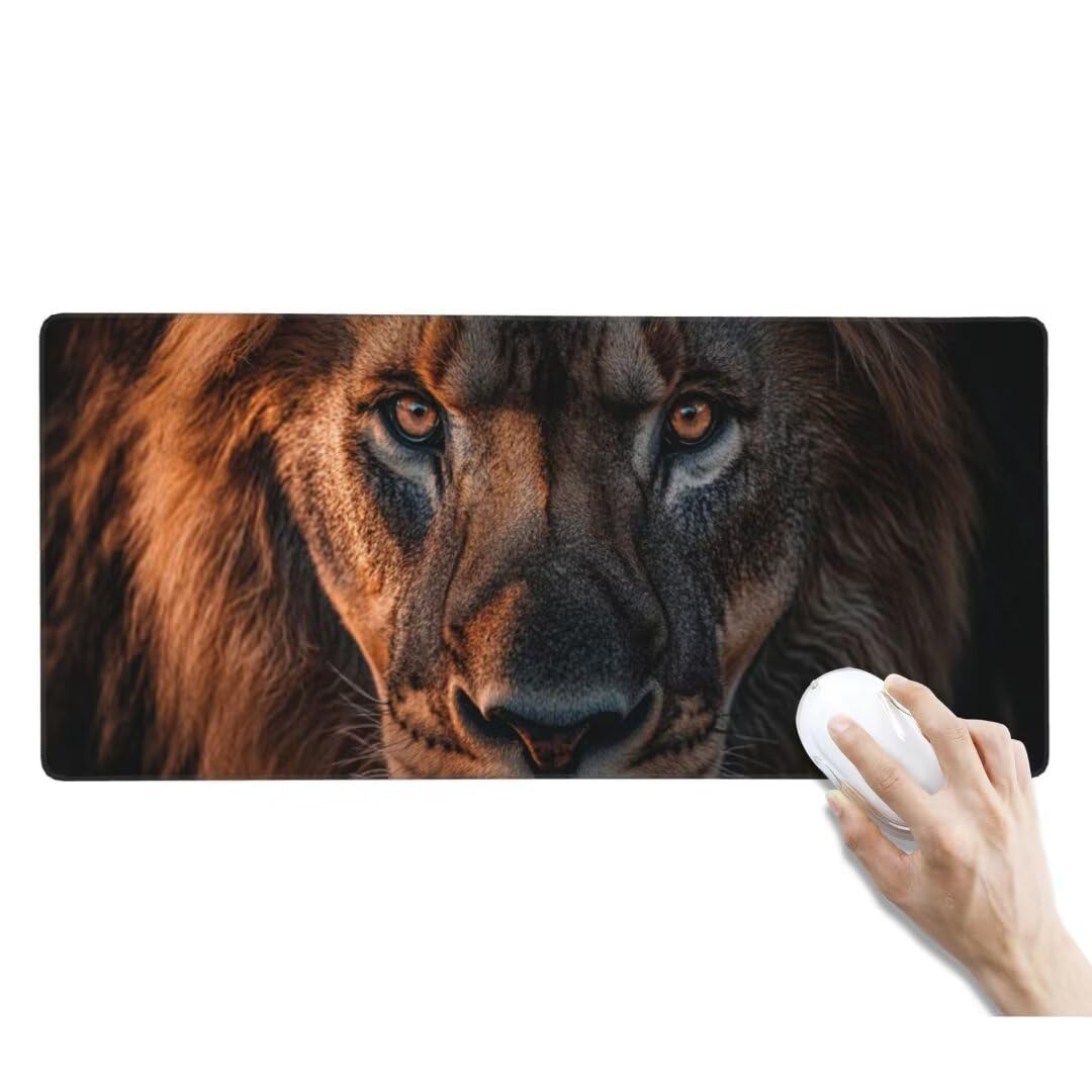 Tapis de Souris Animal Tapis de Souris XXL, Extra Grand Tapis Souris Gamer XXL Tapis de Souris Gaming, Imperméable Mouse Pad avec Base Atidérapante pour Maison/Bureau/Gamer (1000 x 500 x 3 mm, Lion)