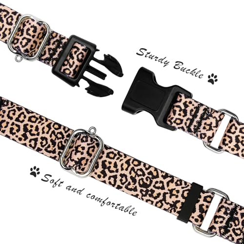 Hikiko Martingale Halsband für Hunde, klassisches Leoparden-Hundehalsband für kleine, mittelgroße und große Hunde, langlebig, ausbruchsicher, Hundehalsbänder (Leopardenmuster, Größe S)