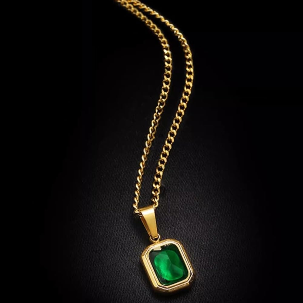 グリーンネックレス アクセサリー 316L Emerald Grid Necklace - Synchro1996 316L Emerald