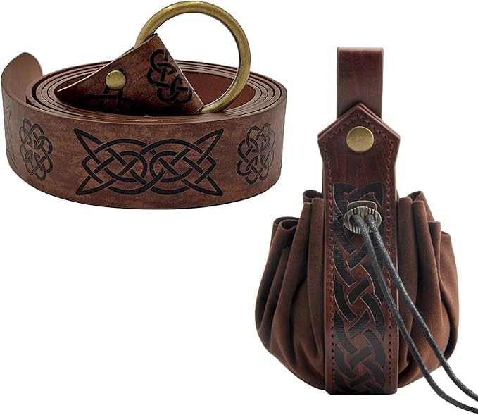 CLZEPHYR Disfraz de nigromante de Halloween - Disfraz medieval - Ropa medieval - Riñonera - Ropa medieval - Ropa para mujer y hombre - Accesorios para Halloween y cosplay