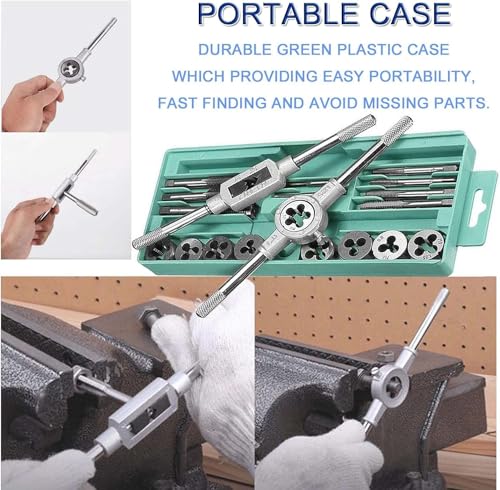 20 PCS Metric Tap and Die Set Including M3.05 to M12.175 Complete Grinding Tool set Including Wrench Accessories For Chamfering And Tapping Alloy Portable High-hardness Tap And Die Hand Tool Set 7 20 PCS Metric Tap and Die Set Including M3.05 to M12.175 Complete Grinding Tool set Including Wrench Accessories For Chamfering And Tapping Alloy Portable High-hardness Tap And Die Hand Tool Set - Image 7