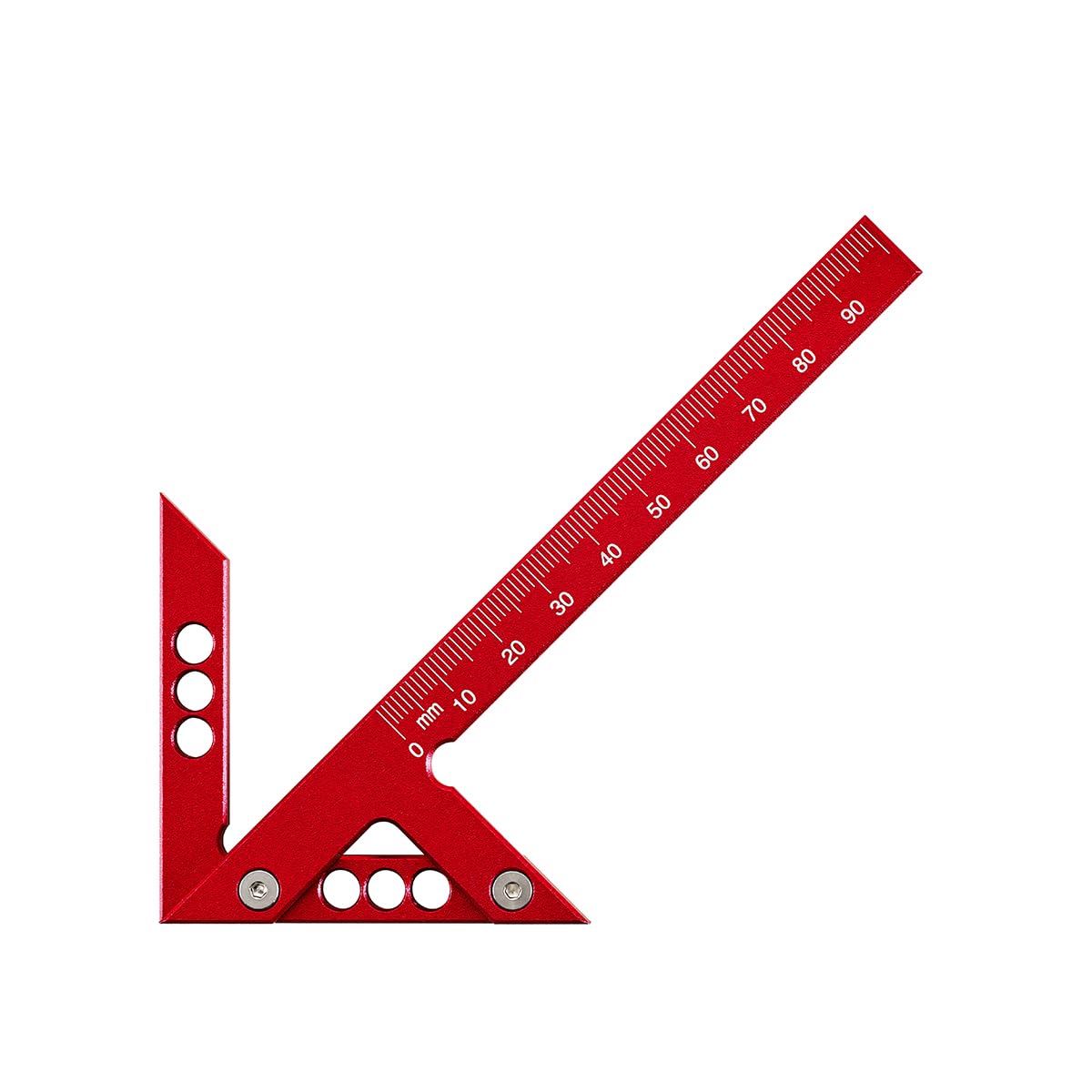 Aluminum Imperial Circle Center Positioning, 45/90 Degree Positioning Ruler, Right Angle Positioning, Centerline Positioning, Multi-Function Arrow Ruler, High-Precision Measuring Ruler (Red, Metric)