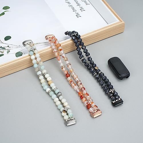 Image of Wongeto Compatible with Fitbit Luxe Bands,Fashion Handmade Elastic Stretch Pearl Bracelet Women Replacement Strap for Fitbit Luxe accssorises