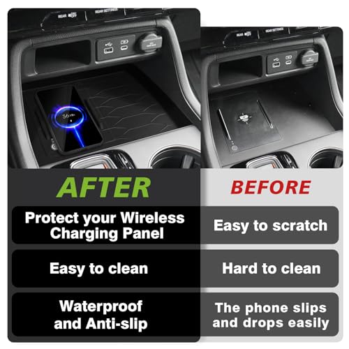 Image of Muslogy Center Console Inserts Compatible with Honda Pilot 2023-2026 /2026 Passport Accessories, Center Console Wireless Charger Protective Mat Liner Anti-Slip Phone Charge Area Charging Protection