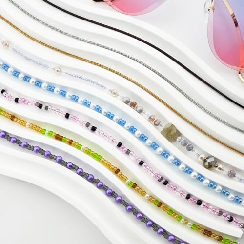 Image of Damanse Eyeglass Chain,8 Pcs Beaded Eye Glasses Strap Holders around Neck For Women
