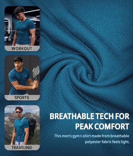 Image of CHKOKKO Gym T Shirts for Men Workout Activewear Solid Quick Dry Sports Tshirt for man Breathable Lightweight Half Sleeve Regular Fit Round Neck Running Boys T Shirt