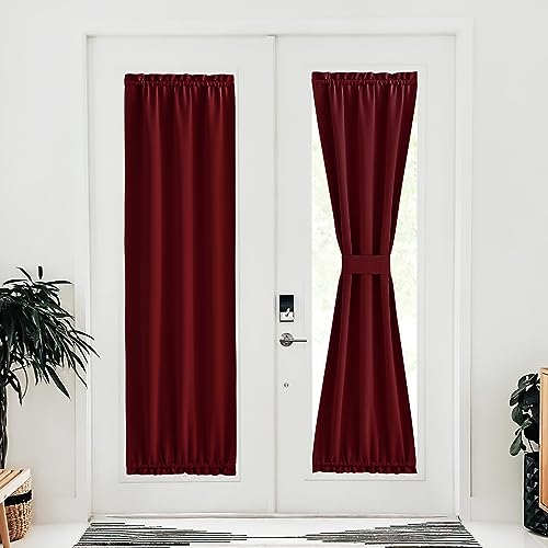 NICETOWN Door Curtains 72 inche Long - French Door Shades for Glass Thermal Insulated Window Christmas Covering for Bedroom, Curtain for Doorway Priva
