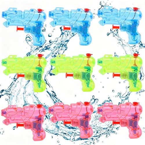 LOMIMOS Mini Wasserpistolen Set 12 Stück Kleine Spritzpistole 3 Farben Wasserspritzpistolen für Sommerpartys Garten Pool Spielzeug