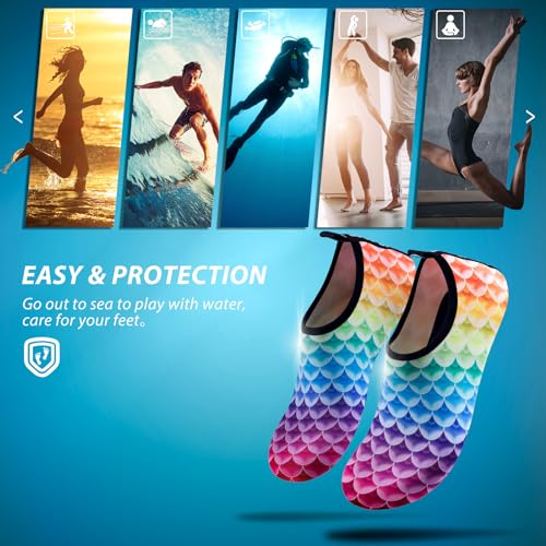 Image of SIMARI Water Shoes for Women Men Swim Aqua Socks Beach Pool Essentials Barefoot Surf River Boat Kayak Sea Yoga Sand Exercise Sport Accessories Breathable Quick-Dry Adult Youth Kid Size SWS001