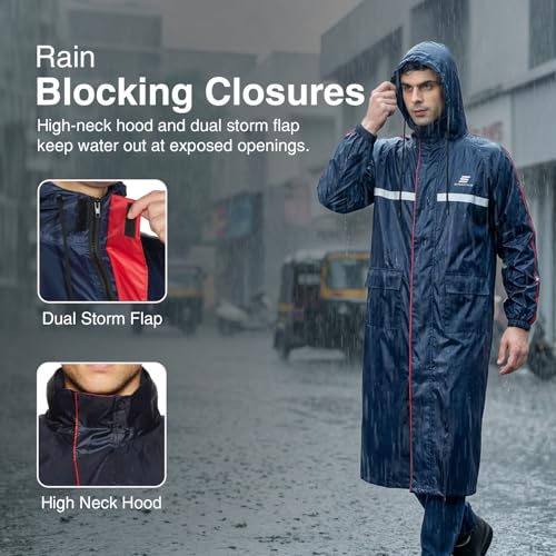 Image of Amazon Brand - Symactive Polyester Water Resistant Long Rain Coat