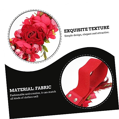Decor Wide Belt Wedding Bridal Belt Women's Waist Belt Rose Waistband Red 60-80cm2